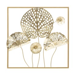 Vas Fali Panel arany Virágok 50x5x50 cm