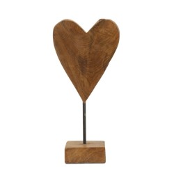 Szív teak szobor 15x10x35 cm