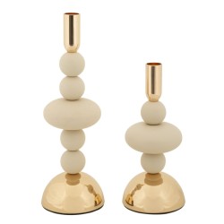 Galaxy krémszínű gyertyatartó 2 db-os szett cm Ø10x22-10x30