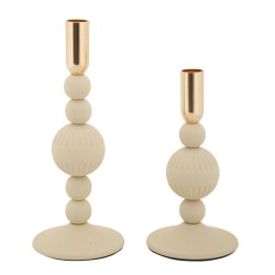 Aster krémszínű gyertyatartó 2 db-os szett cm Ø10x20-10x25,5