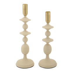 Gemini krémszínű gyertyatartó 2 db-os szett cm Ø10x29-10x33