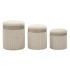 Tárolós puff függöny krém szett 3 db ø 40,5x49,5-35x42-31x38 cm