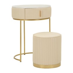 Pok éjjeliszekrény/sminkasztal puffal cm Ø 52x70 - Ø 36x39