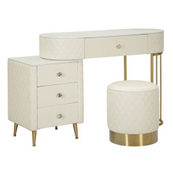 Sharon krém színű fésülködőasztal puffal, 120x40x75 cm (a puff mérete:36x39)