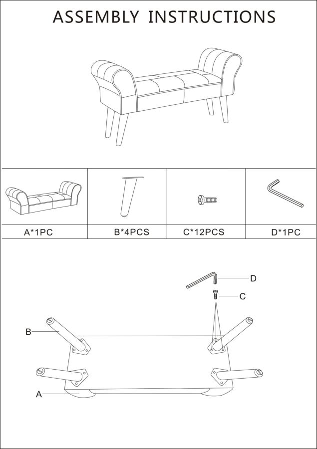 Bench Imperial 102x31x54 cm Bench Imperial 102x31x54 cm
