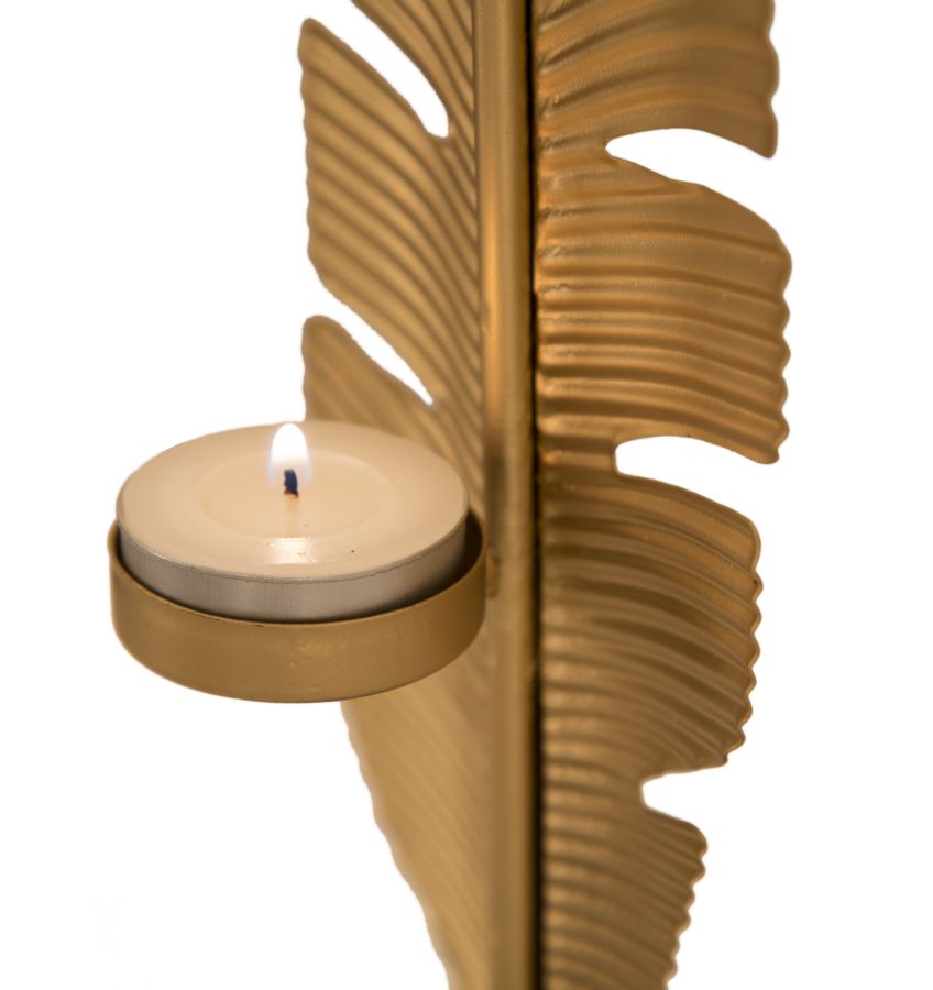 Decor Leaf Glam W/Candle Holder 10x10x34 cm Decor Leaf Glam W/Candle Holder 10x10x34 cm