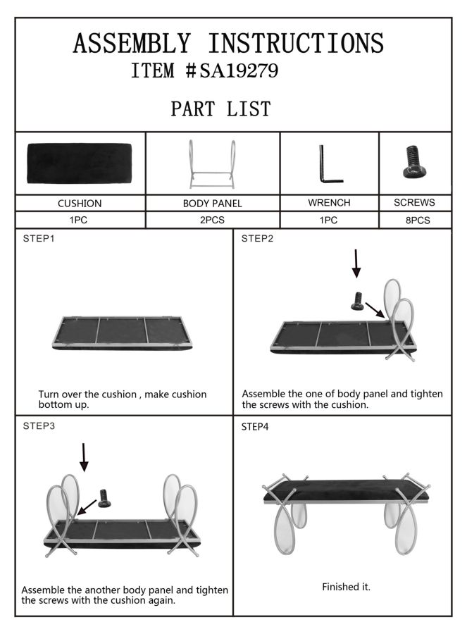 Pad Ribbon Fekete 112,5x49x53 cm Pad Ribbon Fekete 112,5x49x53 cm