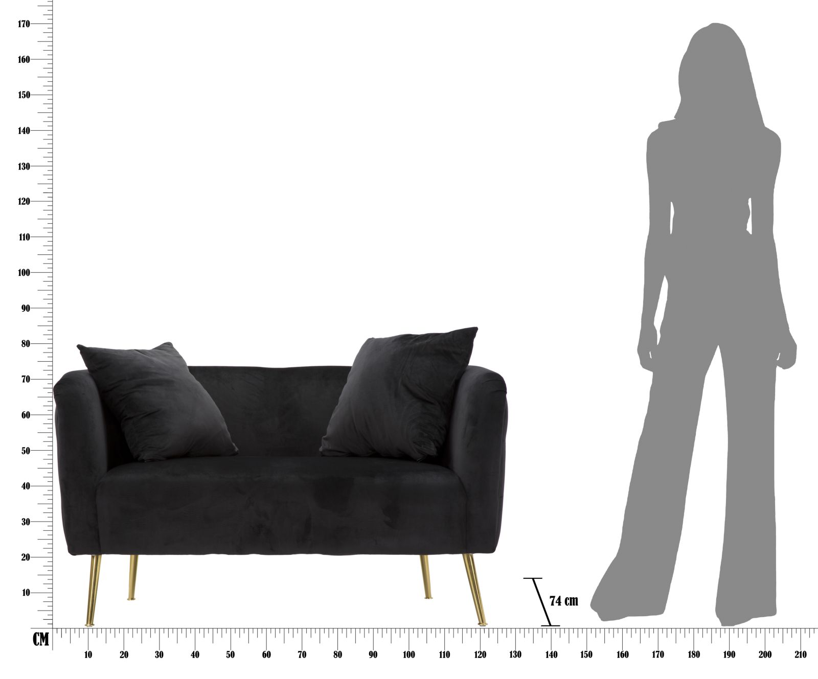 Sofa Bucarest Fekete 127x74x71 cm Sofa Bucarest Fekete 127x74x71 cm