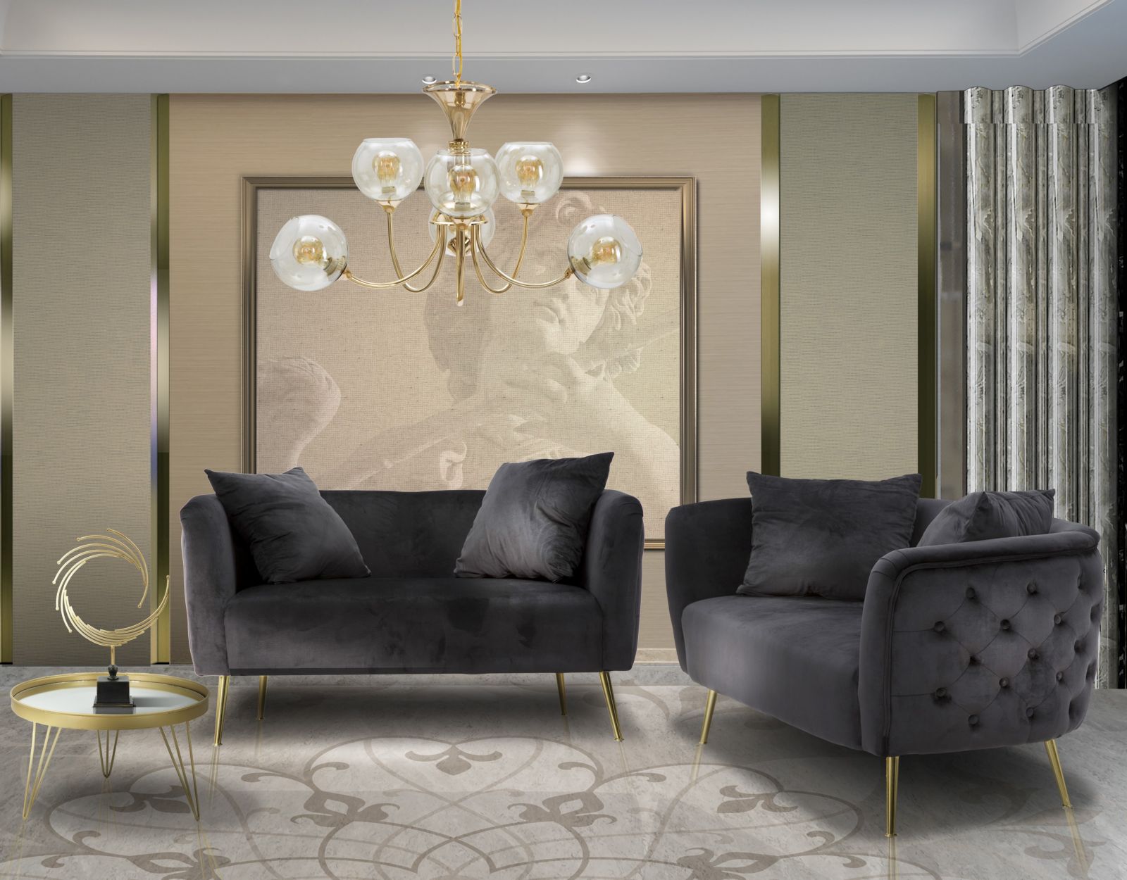 Sofa Bucarest Fekete 127x74x71 cm Sofa Bucarest Fekete 127x74x71 cm