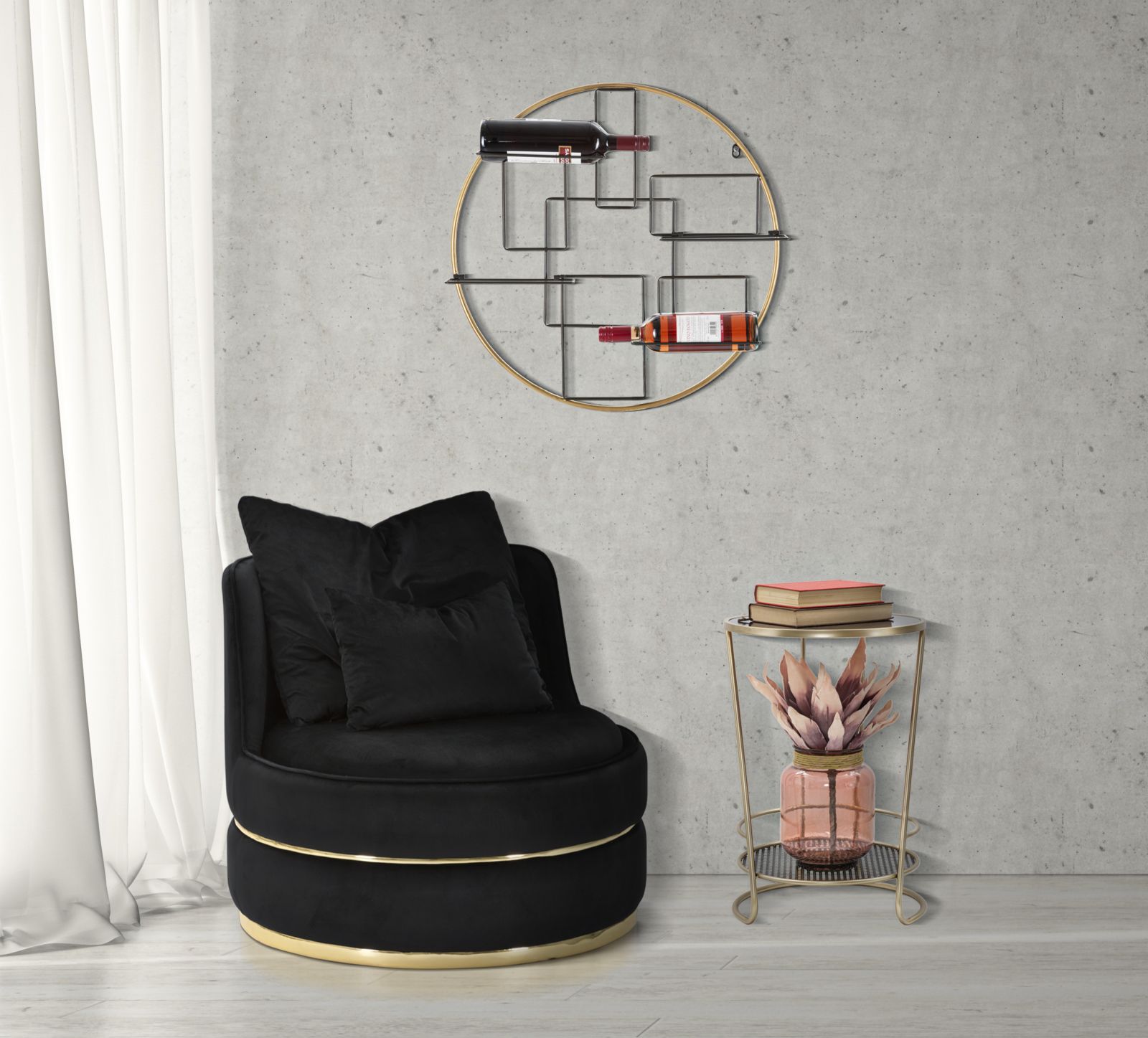 Paris Space Fotel Nero/Gold Ø 84x72 cm