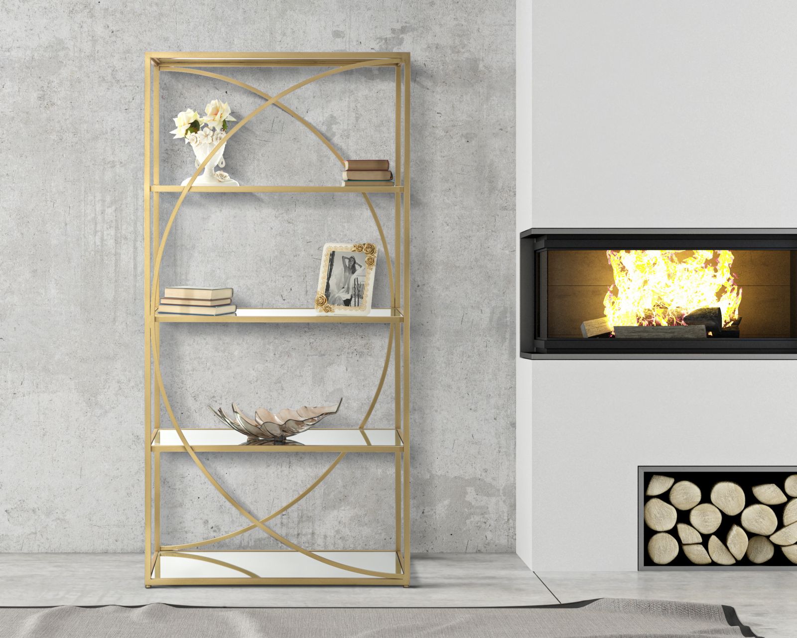 Könyvespolc Glamy 90x38x180 cm Könyvespolc Glamy 90x38x180 cm