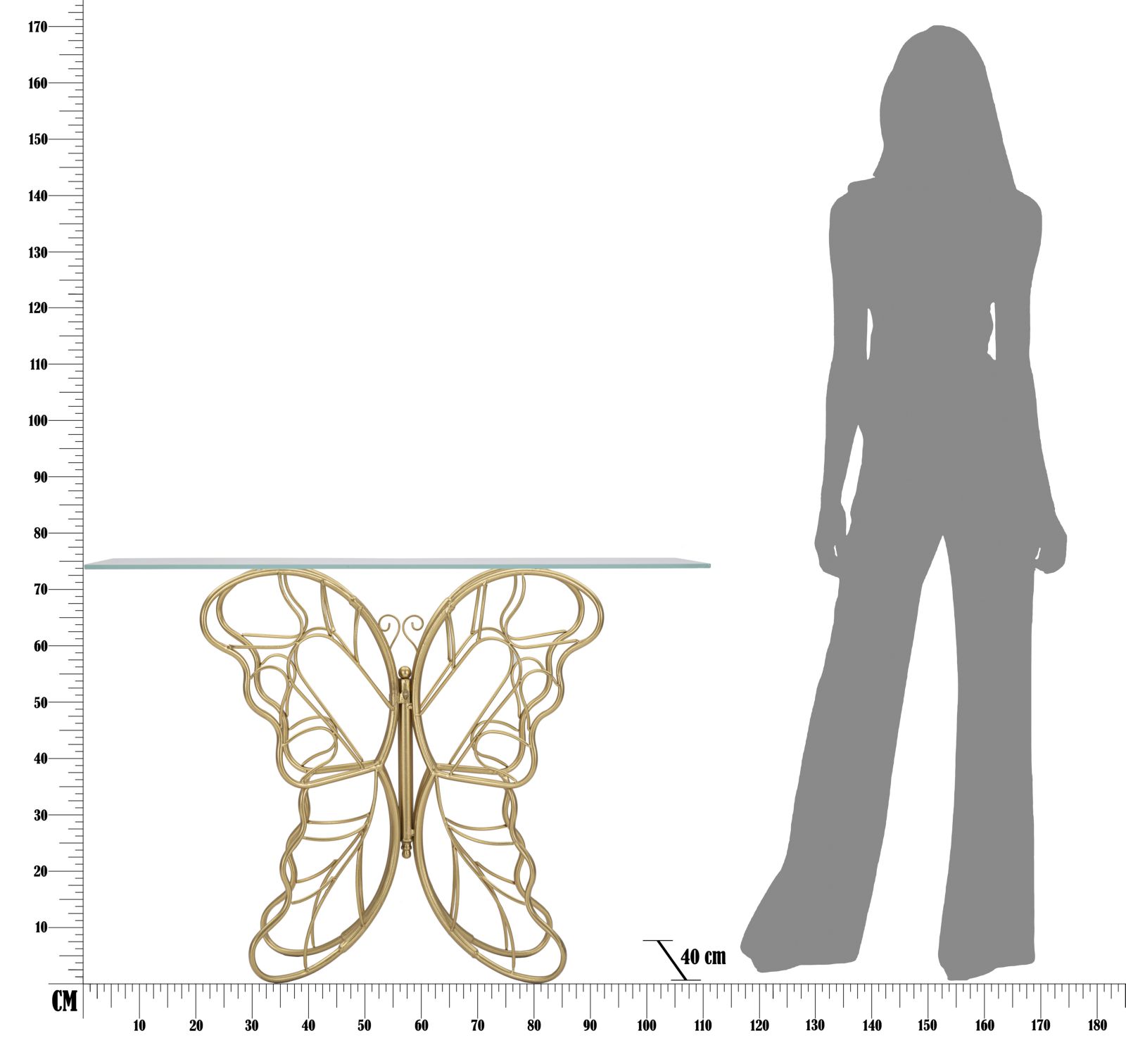 Konzol Butterfly 110x40x76 cm Konzol Butterfly 110x40x76 cm