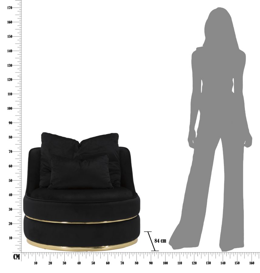 Paris Space Fotel Nero/Gold Ø 84x72 cm