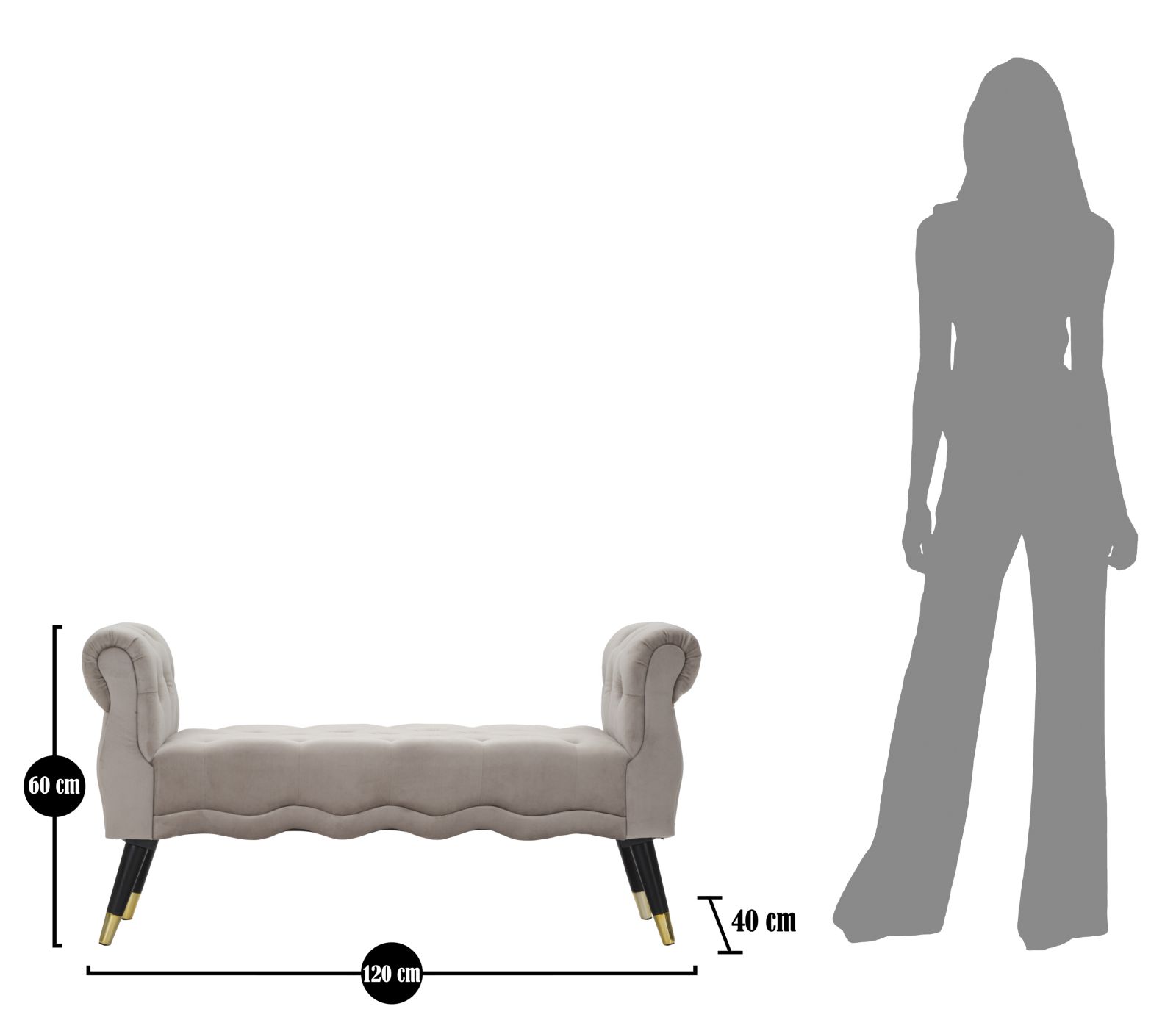 Paris Pad Szürke/arany 120x40x60 cm Paris Pad Szürke/Arany 120x40x60 cm