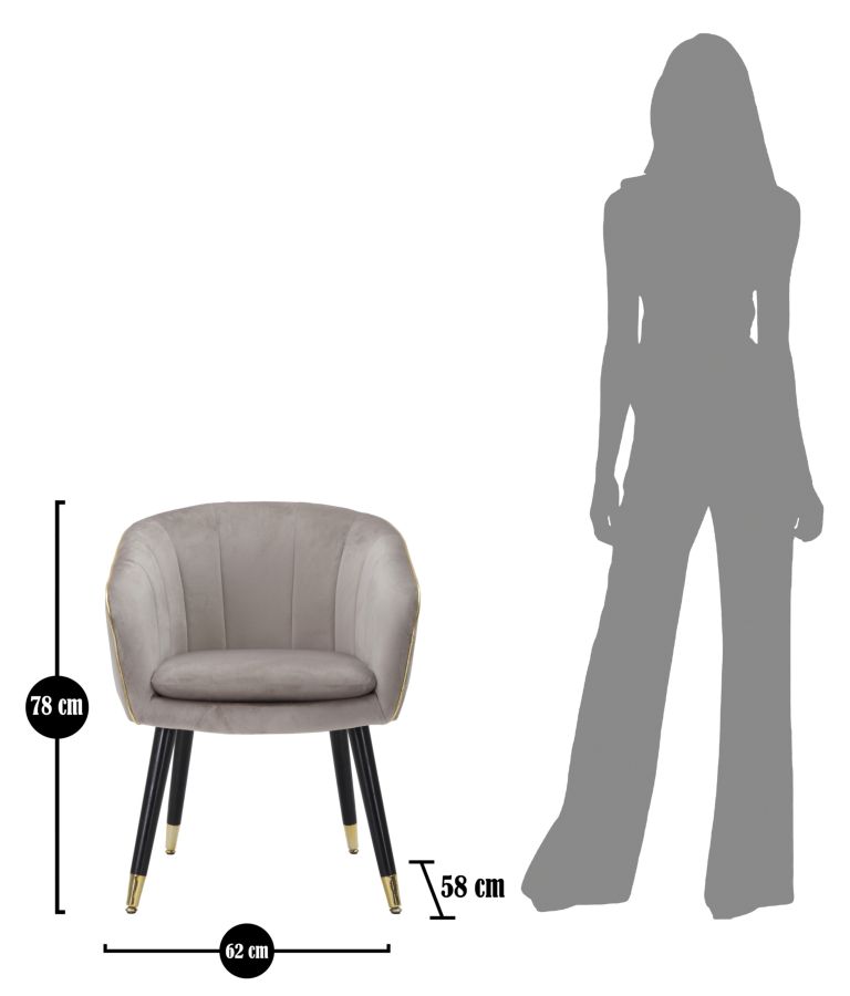 Paris szürke/arany karosszék 62x58x78 cm Parmchair Paris Szürke/Arany 62x58x78 cm