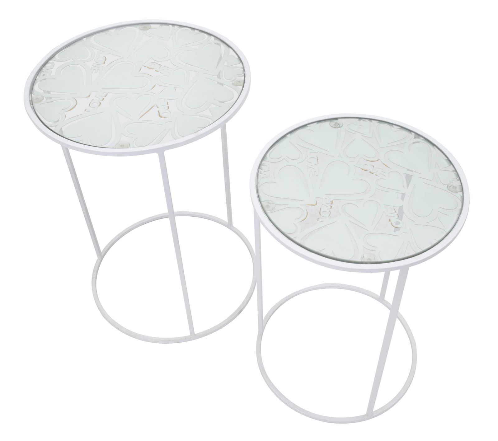 Asztal Fehér Szívek Coppia Ø 43x60-38x55 cm Asztal Fehér Szívek Coppia Ø 43x60-38x55 cm
