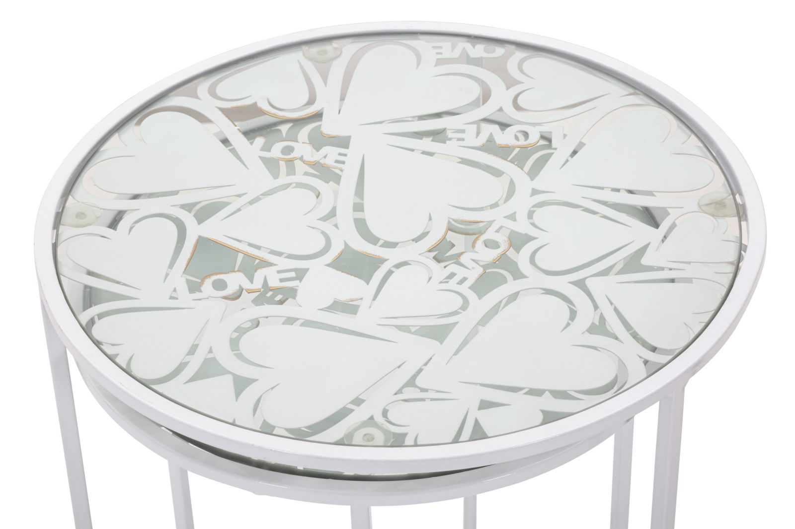 Asztal Fehér Szívek Coppia Ø 43x60-38x55 cm Asztal Fehér Szívek Coppia Ø 43x60-38x55 cm