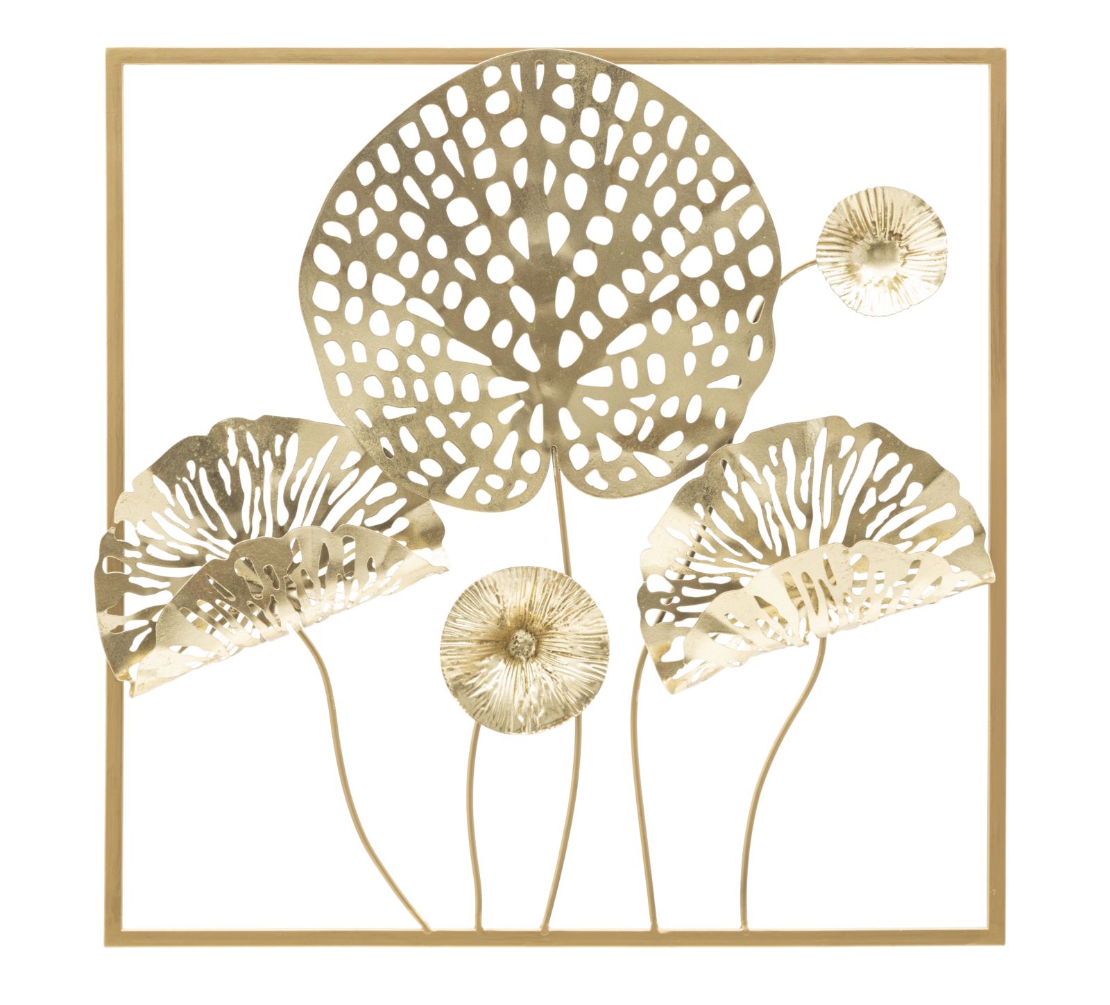 Vas Fali Panel arany Virágok 50x5x50 cm Vas Fali Panel arany Virágok 50x5x50 cm