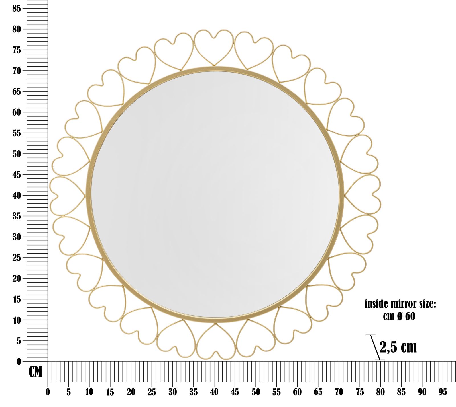 Falitükör Szív Ø 80x2,5 cm
