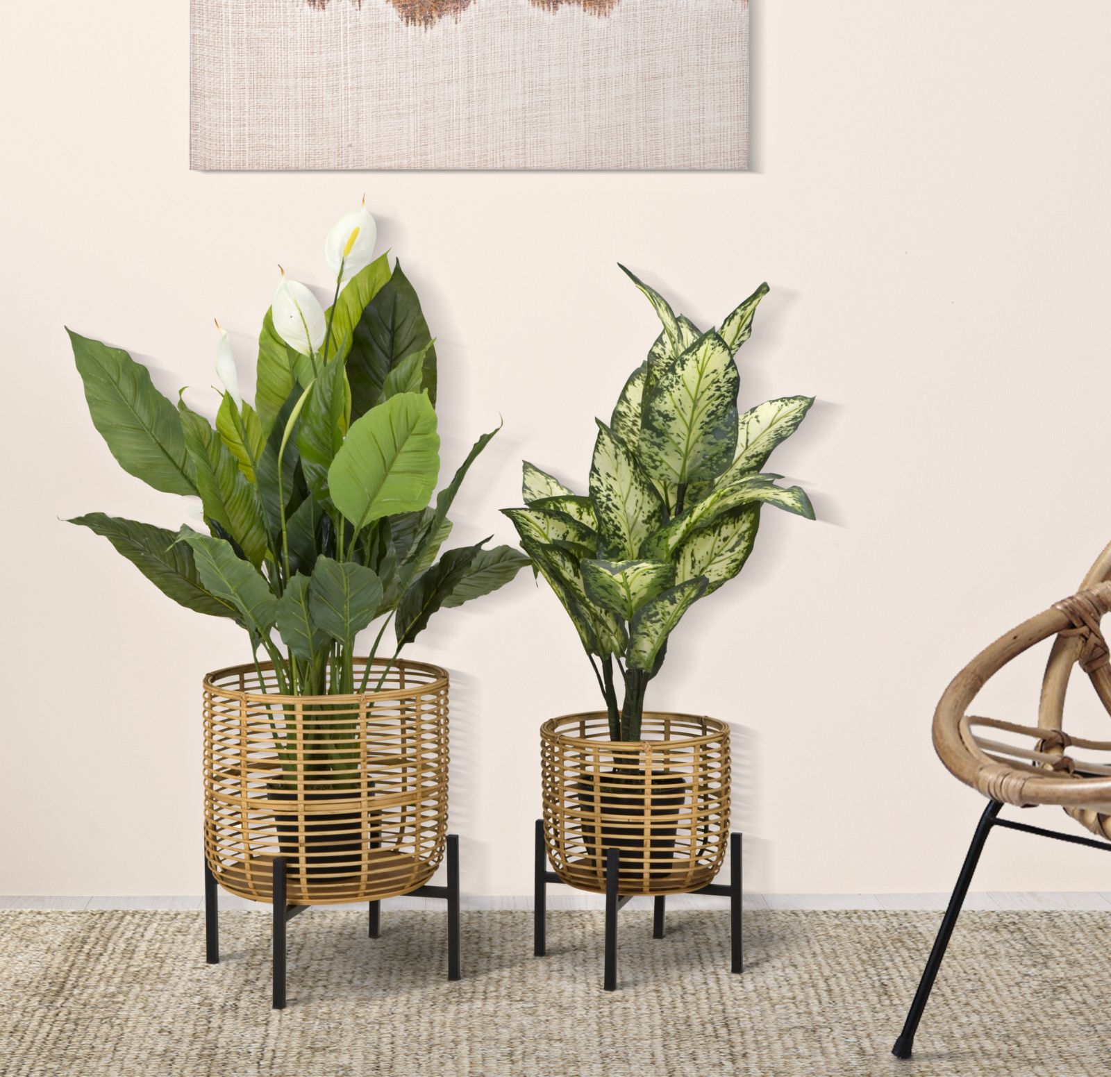 Rattan Vázatartó Szett 2 db Ø 41x47-33x39 cm Rattan Vázatartó Szett 2 Db Ø 41x47-33x39 cm