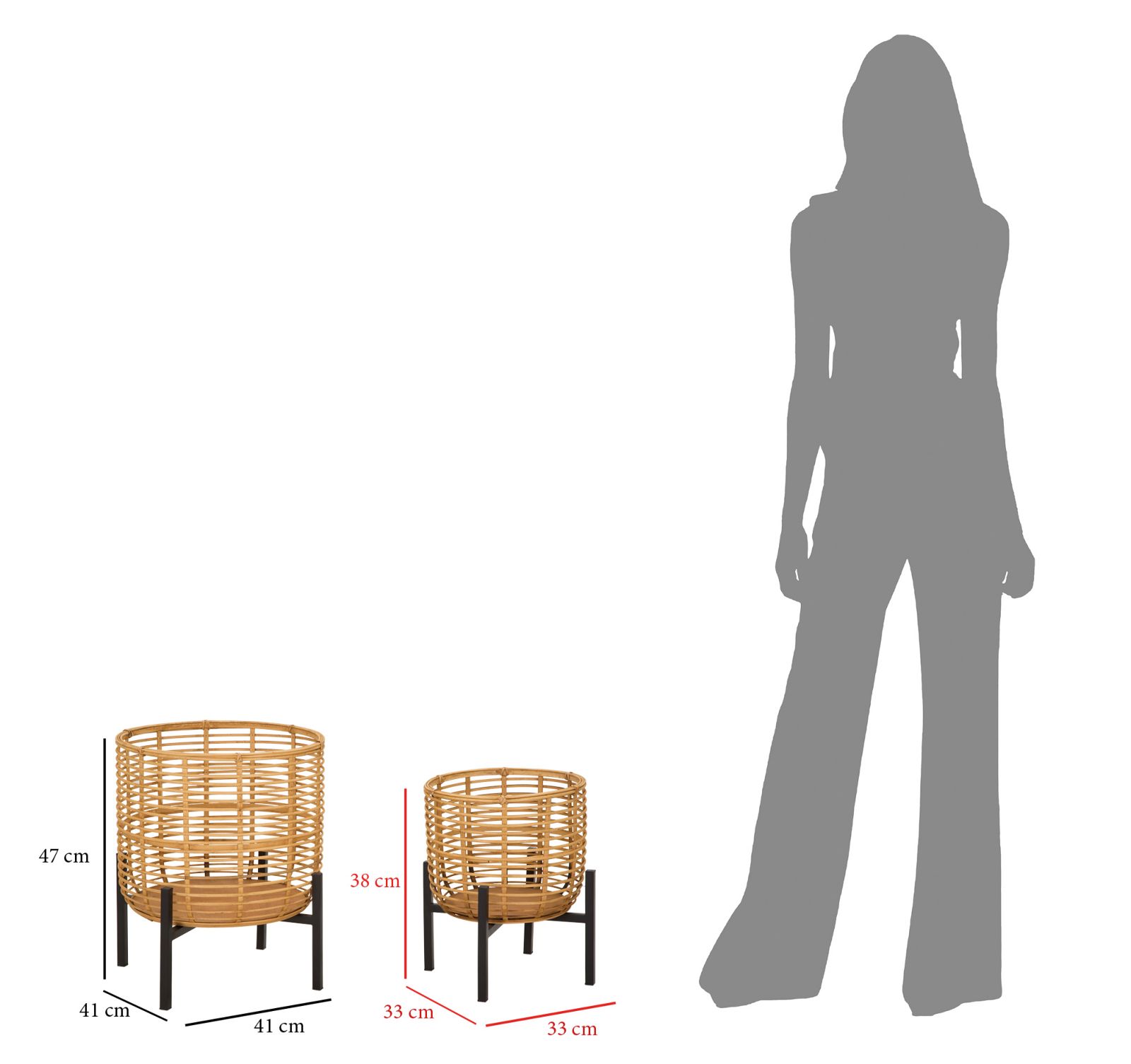 Rattan Vázatartó Szett 2 db Ø 41x47-33x39 cm Rattan Vázatartó Szett 2 Db Ø 41x47-33x39 cm