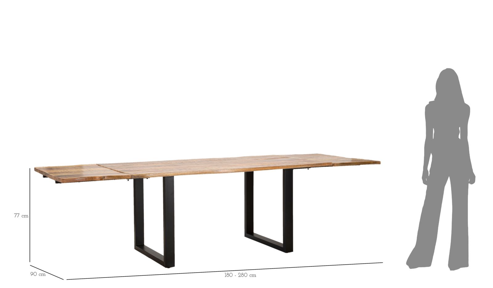 Evőasztal Edge -Kihúzható- 180x90x77-Total Lenght 280 cm (Mango Wood) Evőasztal Edge -Kihúzható- 180x90x77-Total Lenght 280 cm (Mango Wood)