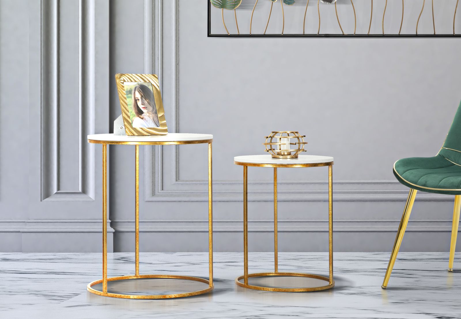 Asztal Simply Marble Couple Ø 52x63-42x53 cm Asztal Simply Marble Couple Ø 52x63-42x53 cm
