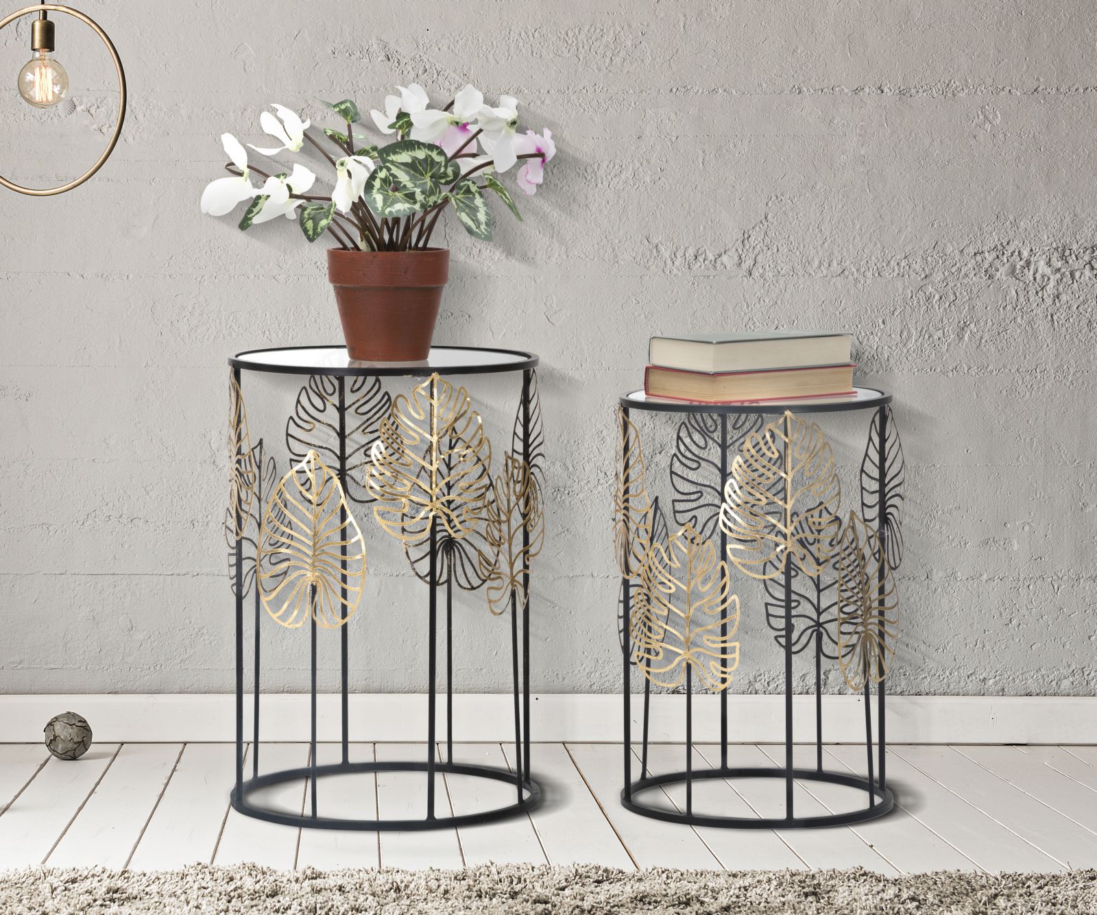 Foglie Glam Coppia Asztal Ø 38x55-33x50 cm Foglie Glam Coppia Asztal Ø 38x55-33x50 cm