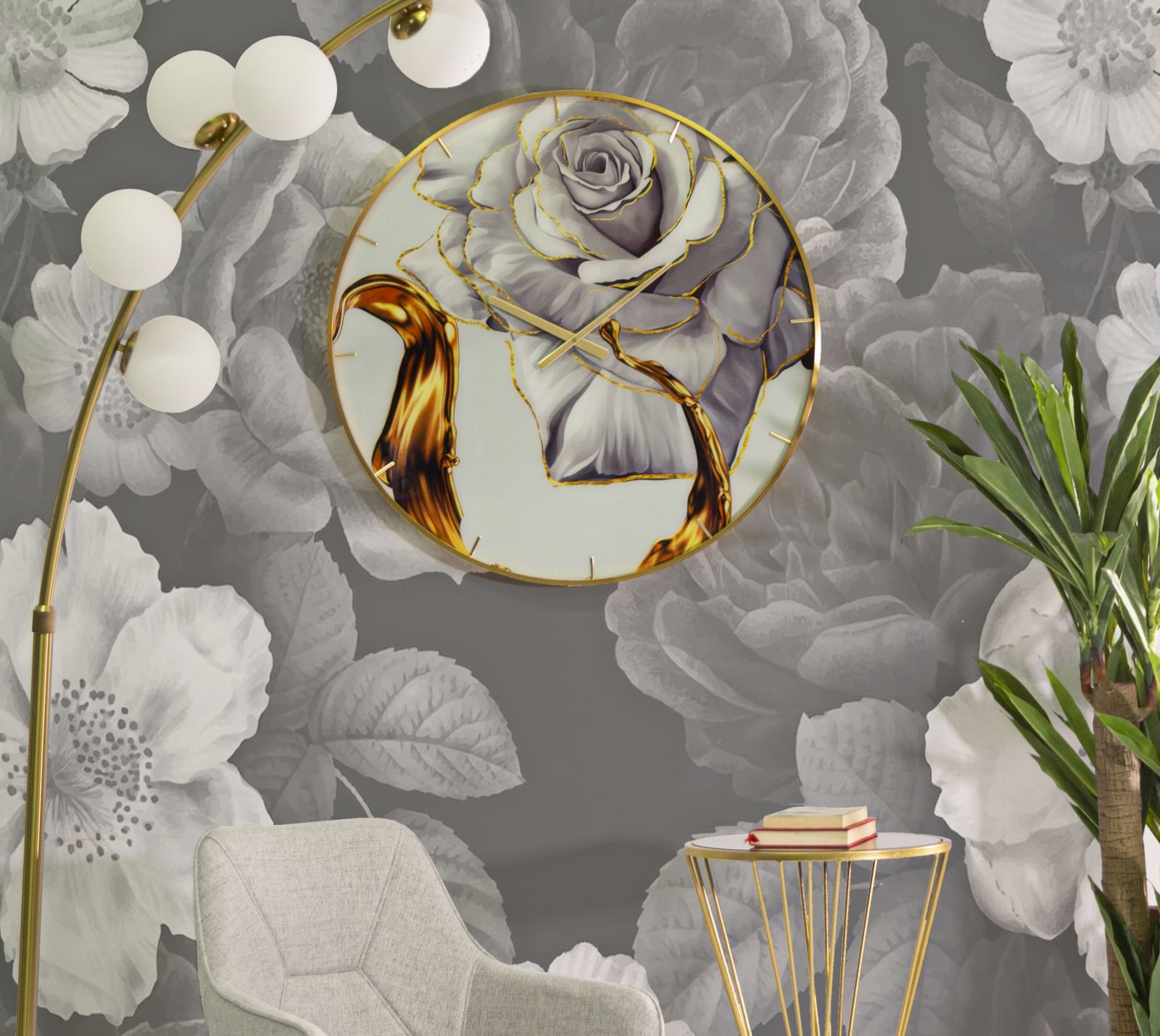 Falóra Üveg Rózsa Ø 60x5 cm