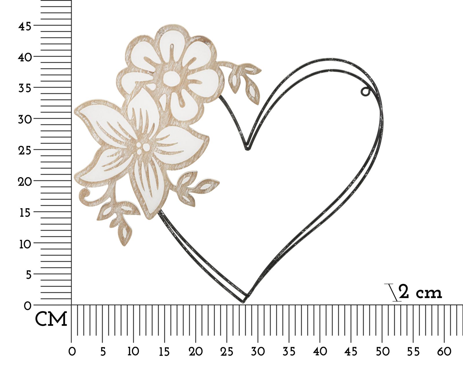 Vas/Fa Falpanel Szív 50x2x45 Min 2 cm Vas/Fa Falpanel Szív 50x2x45 Min 2 cm
