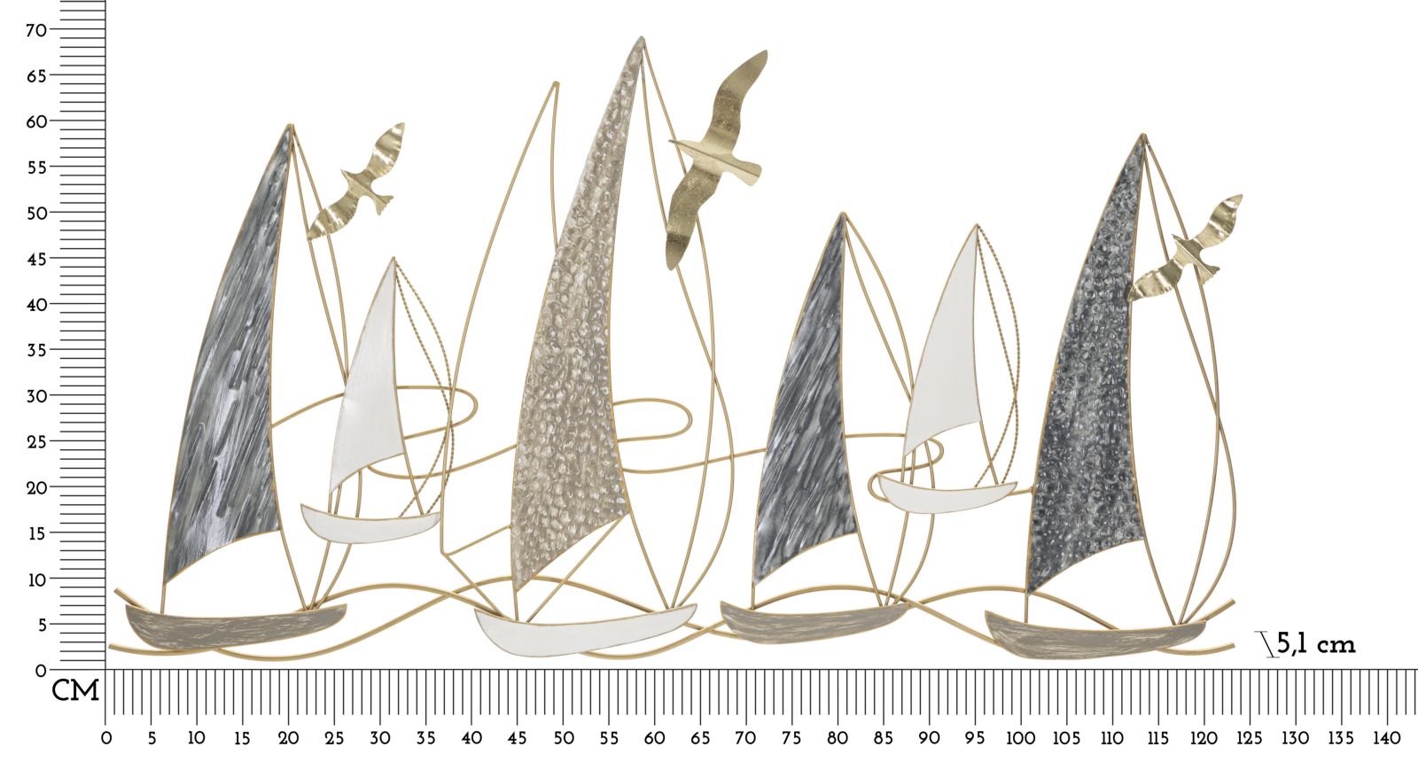 Vas Fali Panel Hajó Light 123,8x5,1x69,9 cm