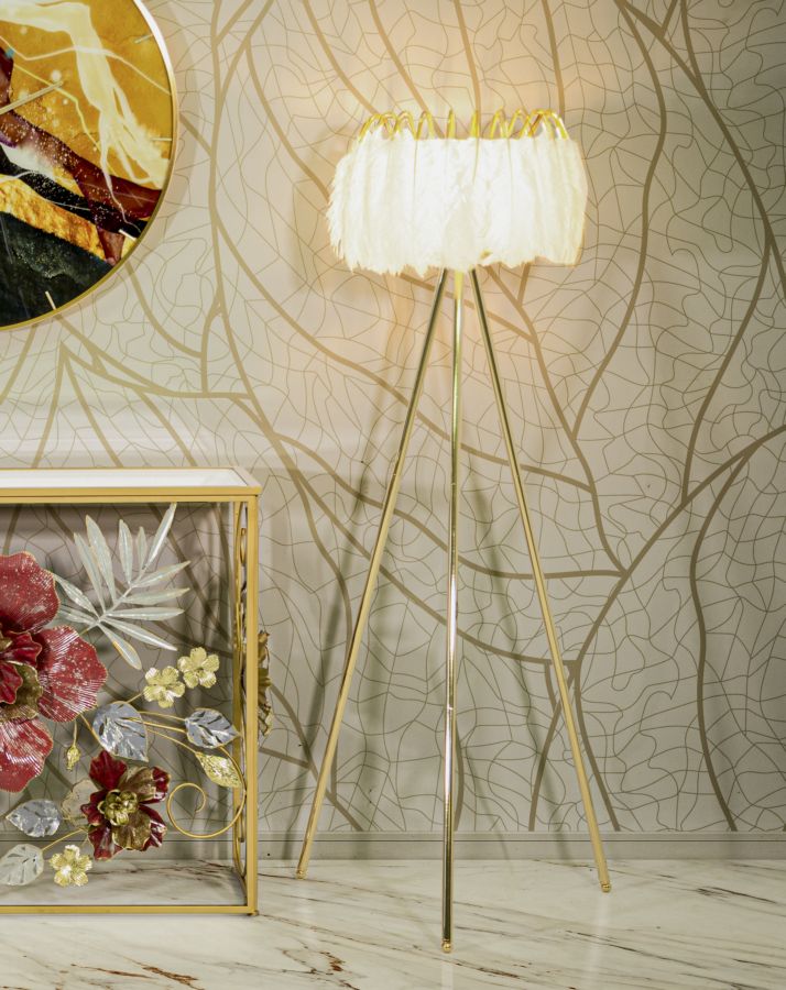 Álló Lámpa Tollálló Ø 46x147 cm Álló Lámpa Tollálló Ø 46x147 cm