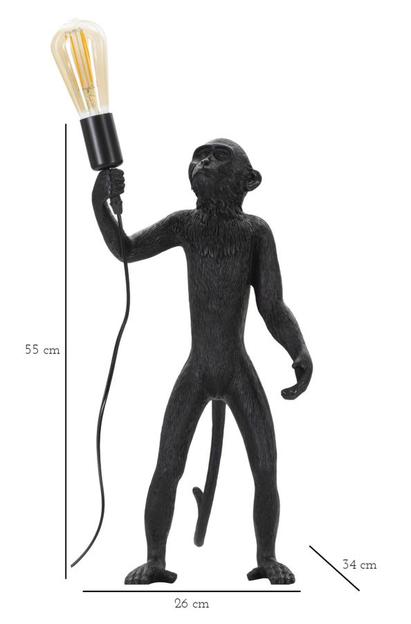 Asztali Lámpa Monkey Fekete Ø 26x34x55 cm Asztali Lámpa Monkey Fekete Ø 26x34x55 cm