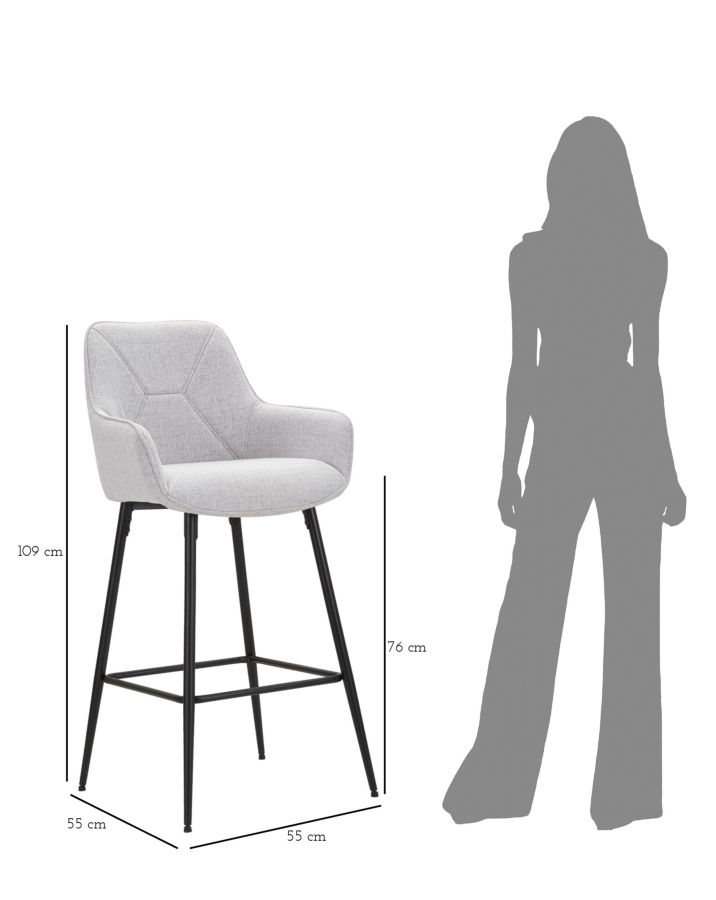 Bárszék Szürke 2 db 55x55x109 cm Bárszék Szürke 2 Db 55x55x109 cm