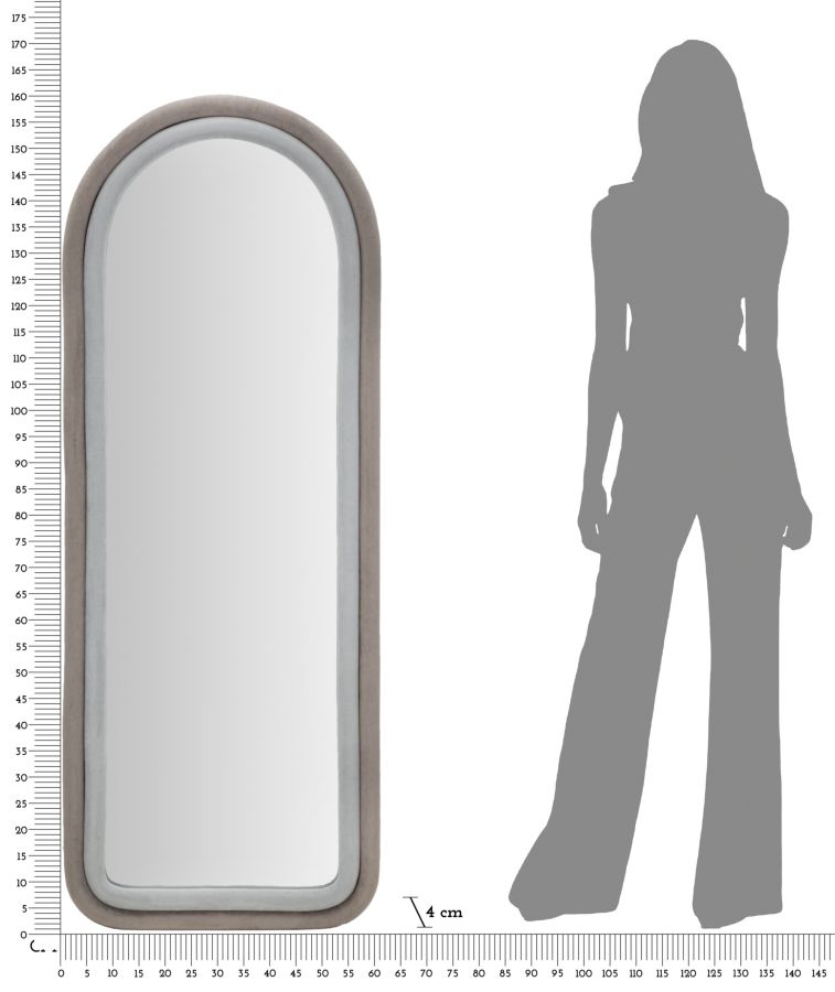 Falitükör Cloe Szürke bársony 60x4x160 cm Falitükör Cloe Szürke bársony 60x4x160 cm