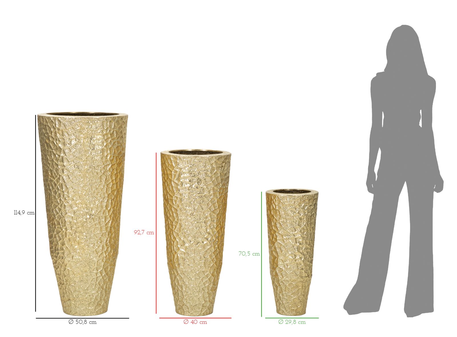 Vázatartó Glasy 3 Db Ø 50,8x114,9-40x92,7-29,8x70,5 cm