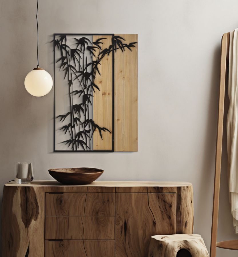 Falpanel Bambusz Vas És Fa 58x2x80 cm