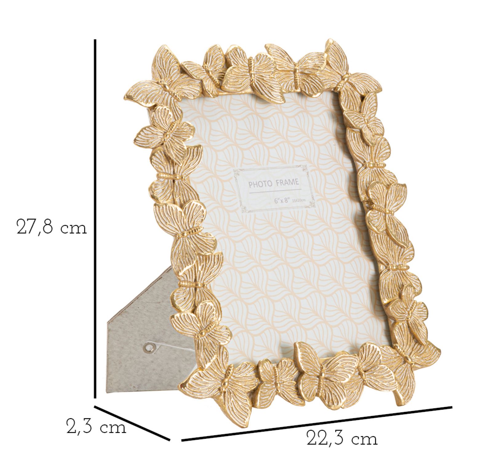 Farfalle Glod Fotókeret 22,3x2,3x27,8 (Belső Fotóméret 15x20 cm) Farfalle Glod Fotókeret 22,3x2,3x27,8 (Belső Fotóméret 15x20 cm)