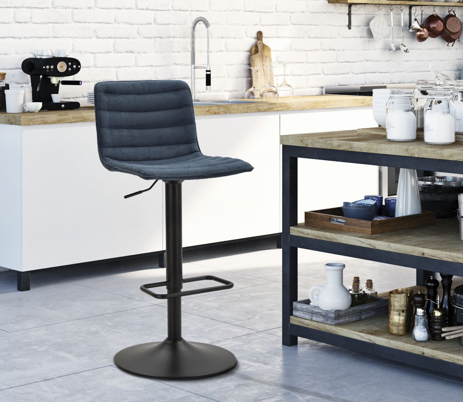 Emelős Bárszék, Magas, Navy 43x49,5x85,5-107 (Ülésmég 61-82,5 cm) 2 db-os szett Emelős Bárszék, Magas, Navy 43x49,5x85,5-107 (Ülésmég 61-82,5) 2 Db-Os Szett cm