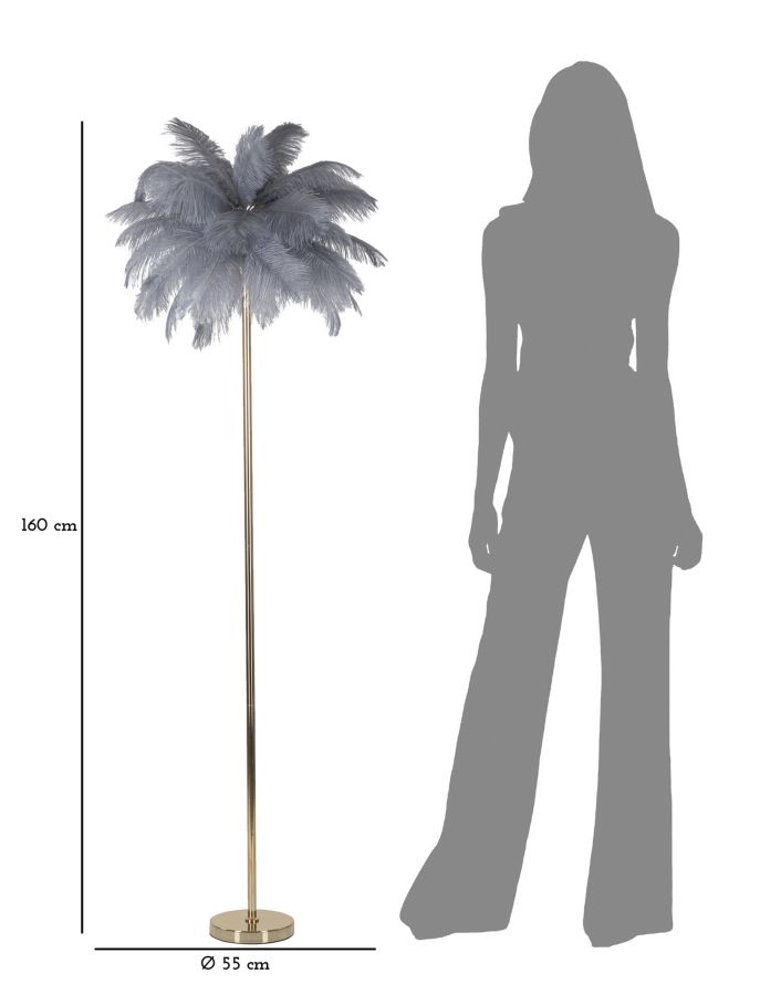 Állólámpa Palm Szürke Ø 55x160 cm Állólámpa Palm Szürke Ø 55x160 cm