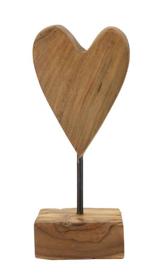 Szív Szobor Teak 10x10x25 cm Szív Szobor Teak 10x10x25 cm