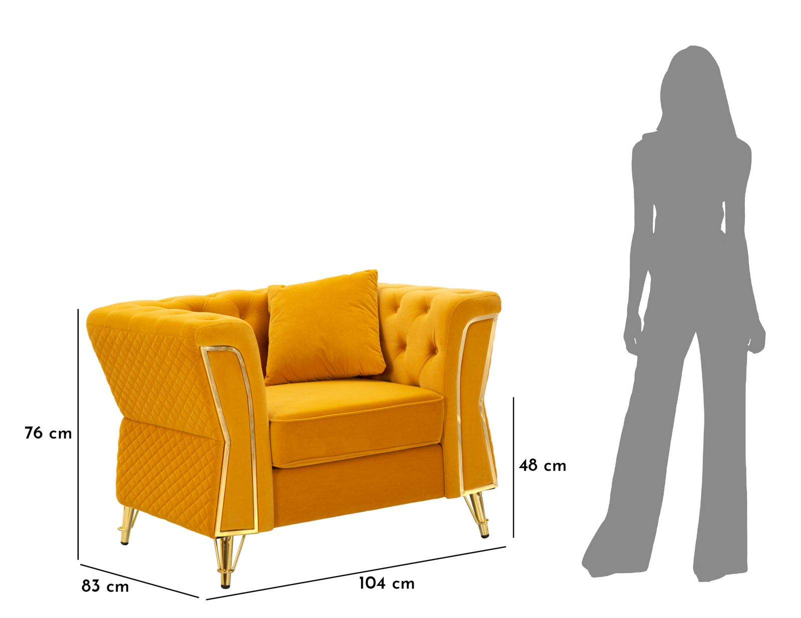 Emy mustárszínű fotel Párnával 104x83x76 cm Emy Mustard Fotel Párnával 104x83x76 cm