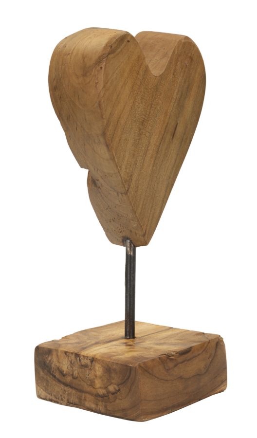 Szív Szobor Teak 10x10x25 cm Szív Szobor Teak 10x10x25 cm