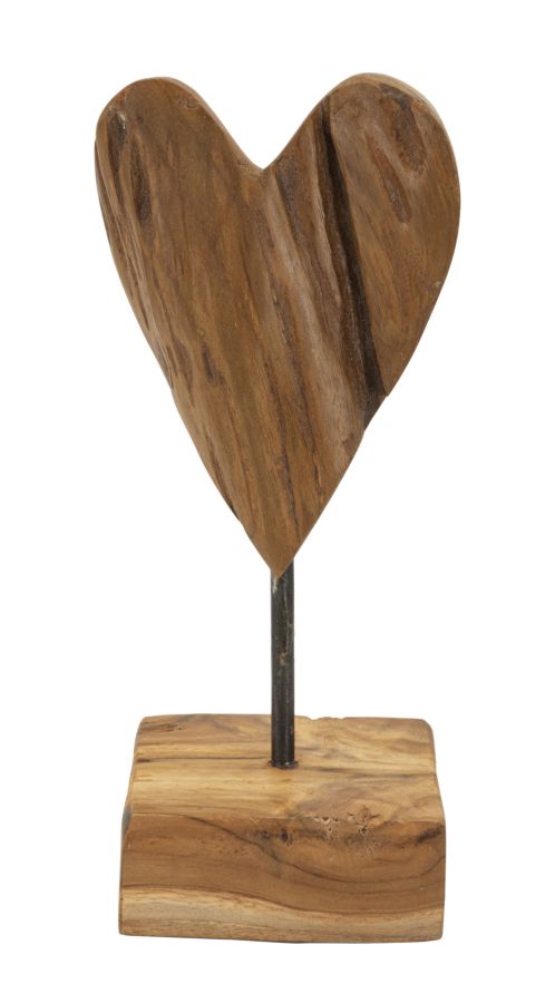 Szív Szobor Teak 10x10x25 cm Szív Szobor Teak 10x10x25 cm