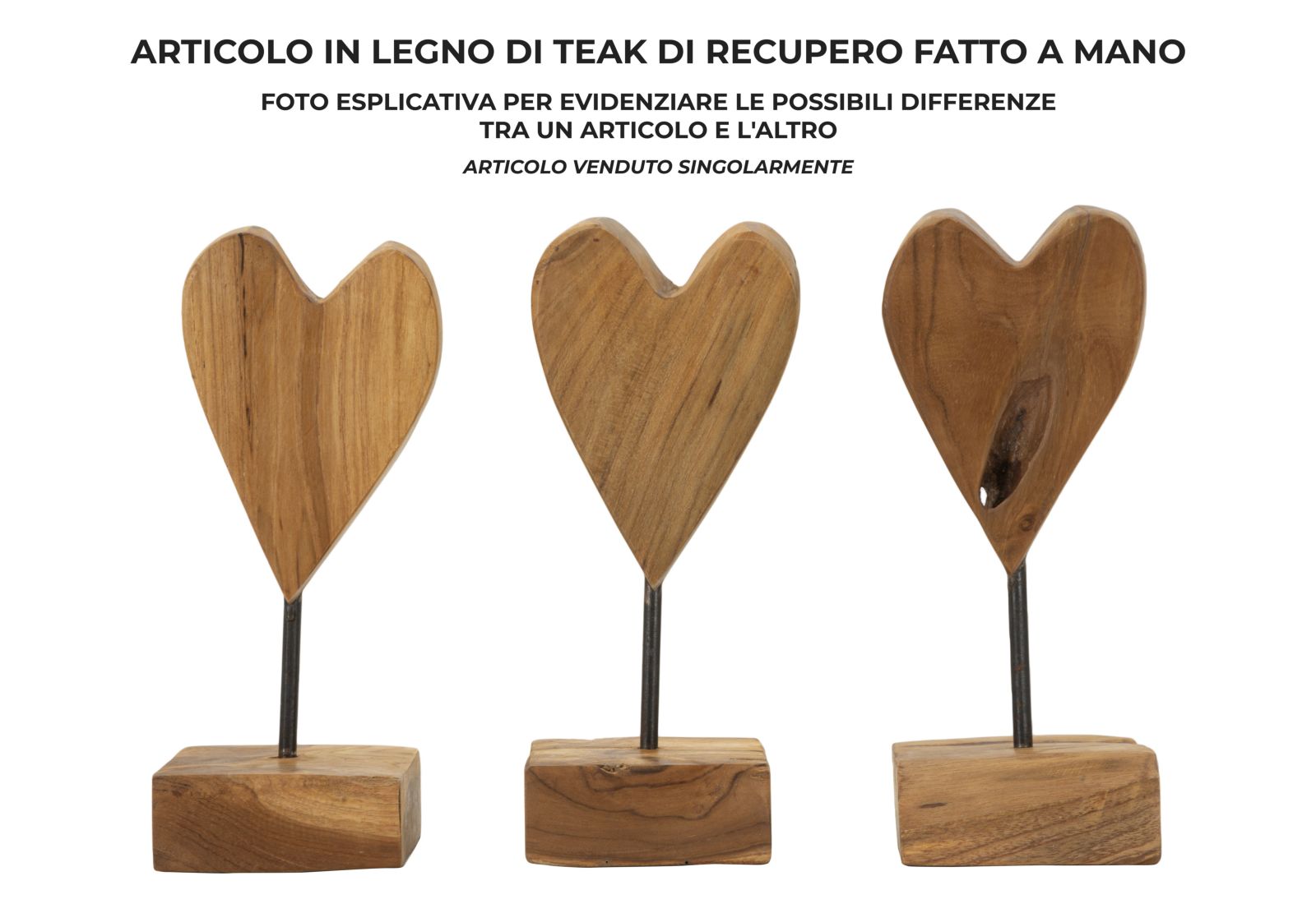 Szív Szobor Teak 10x10x25 cm Szív Szobor Teak 10x10x25 cm