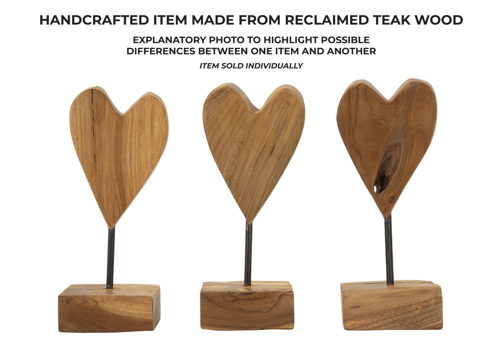 Szív Szobor Teak 10x10x25 cm Szív Szobor Teak 10x10x25 cm