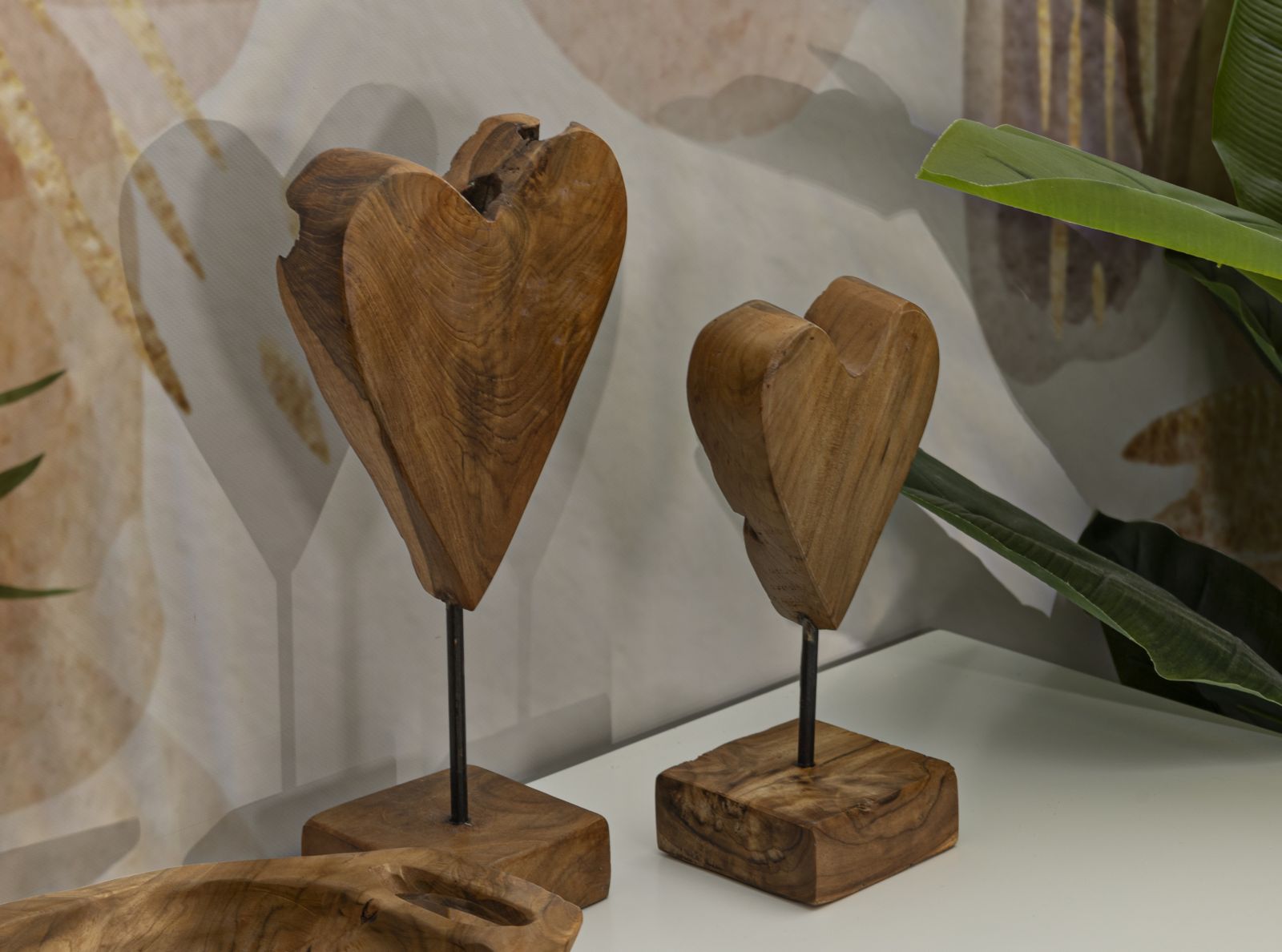 Szív Szobor Teak 10x10x25 cm Szív Szobor Teak 10x10x25 cm