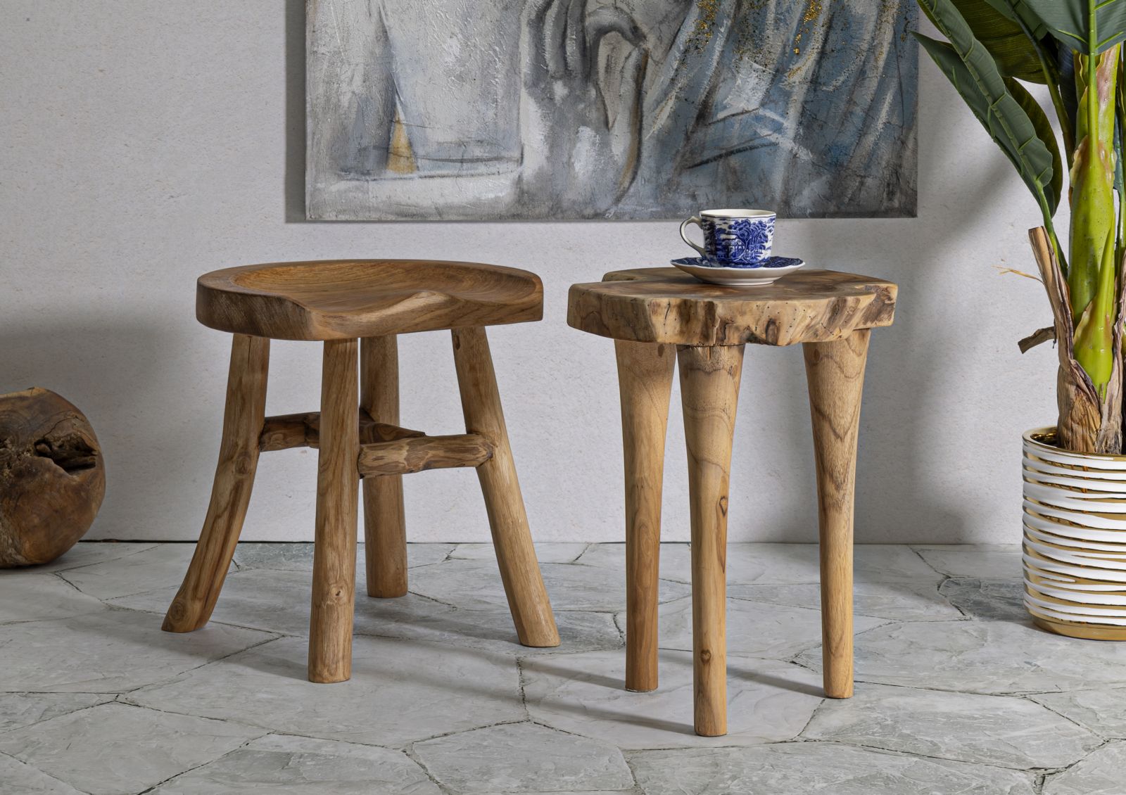 Kursi szék Teak Ø 35x45 cm Kursi szék Teak Ø 35x45 cm