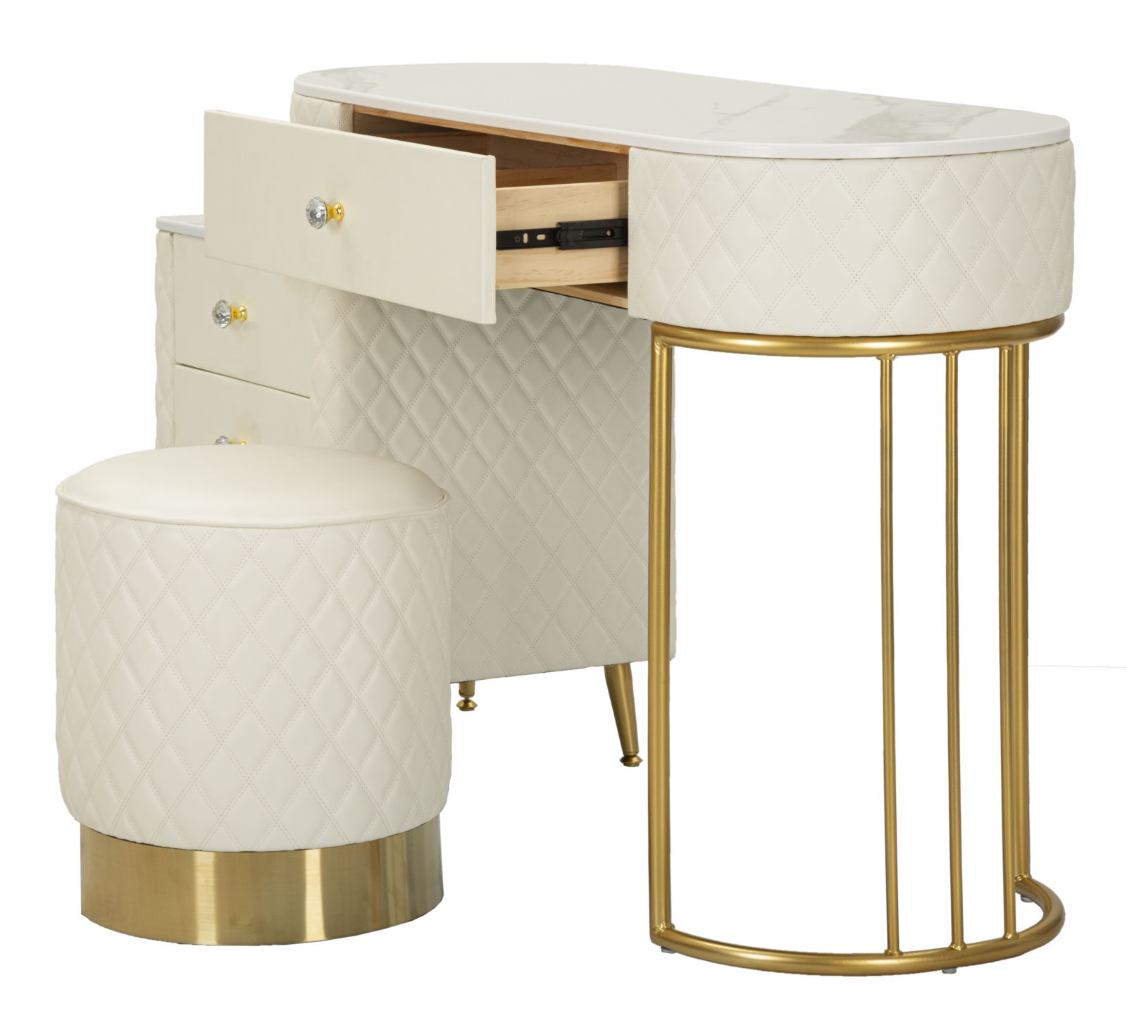 Ágyas Íróasztal Sharon Fehér  Székkel 120x40x75 (Szék Mérete Ø36x39 cm)