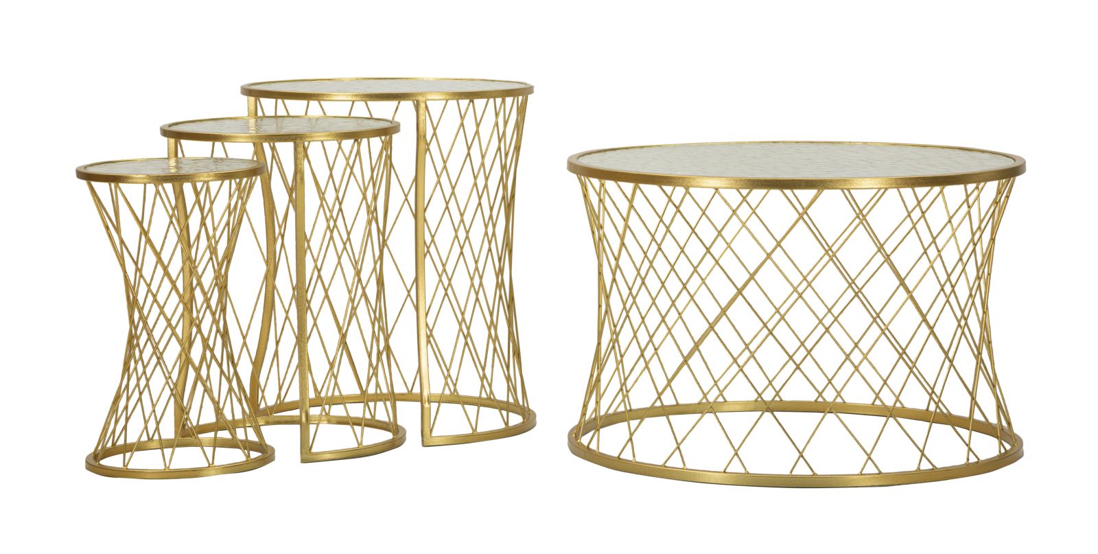 Noah arany Asztal 4 db Ø 70x45-47x54,5-36x50-28x45 cm Noah Arany Asztal 4 Db Ø 70x45-47x54,5-36x50-28x45 cm